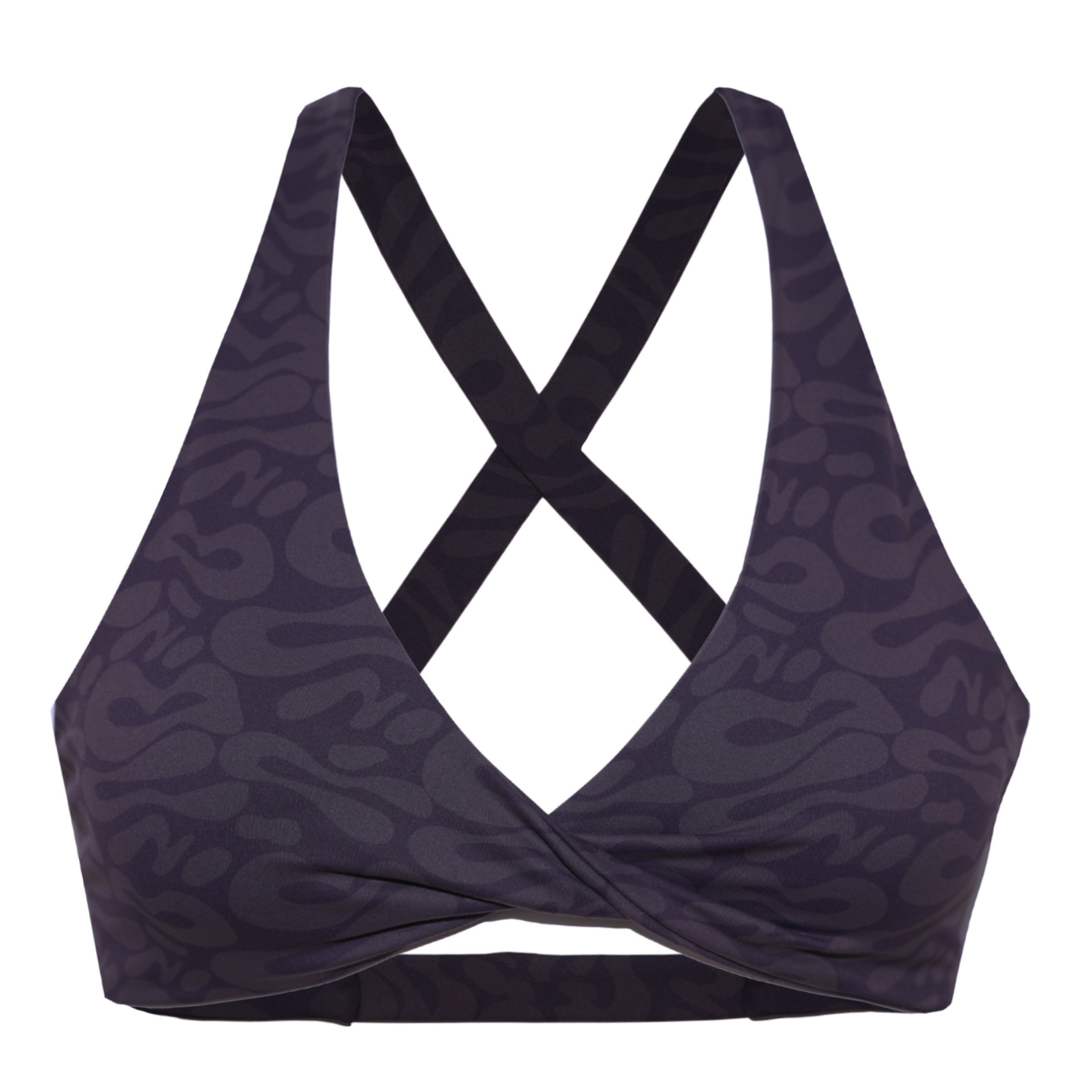 Brown patterned sports bra on a white background